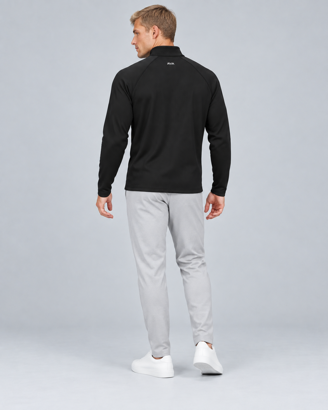 AVA Men’s Quarter-Zip Performance Top – Black