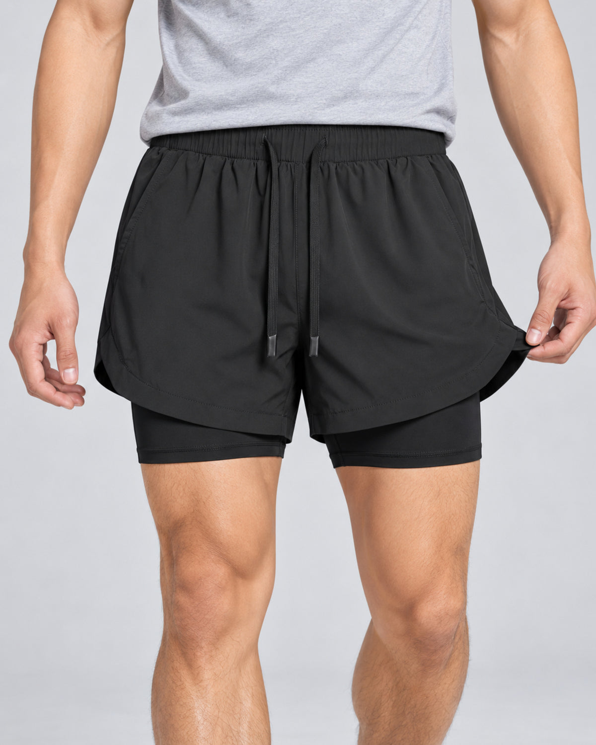 AVA Men’s 2-in-1 Performance Shorts – Black