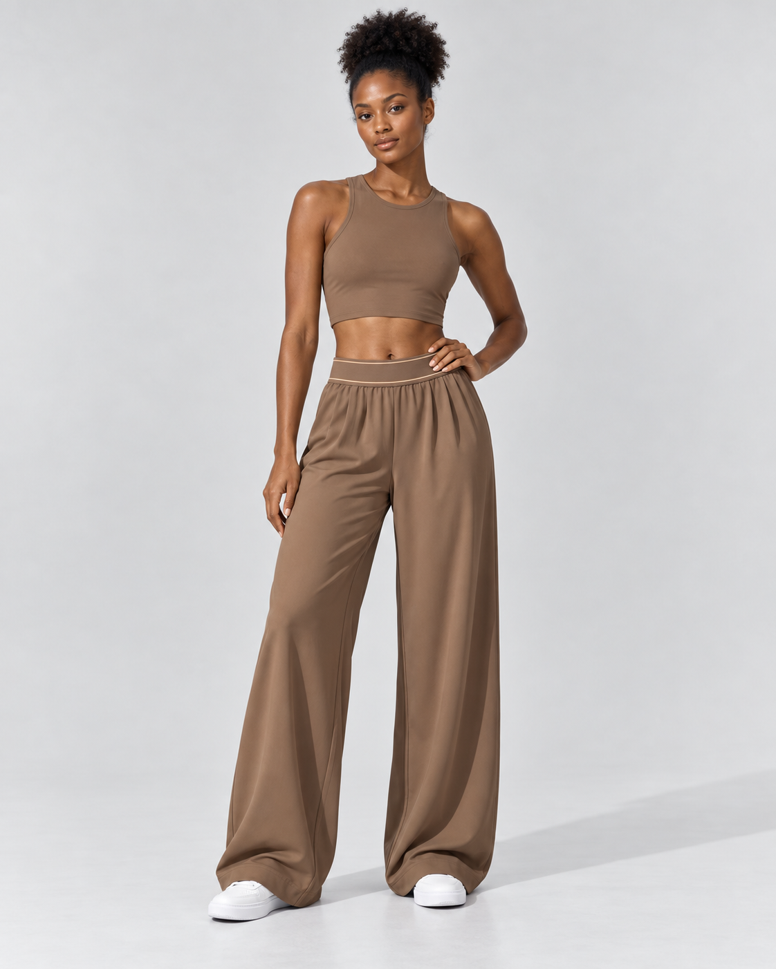 AVA Women’s Wide-Leg Performance Set – Mocha