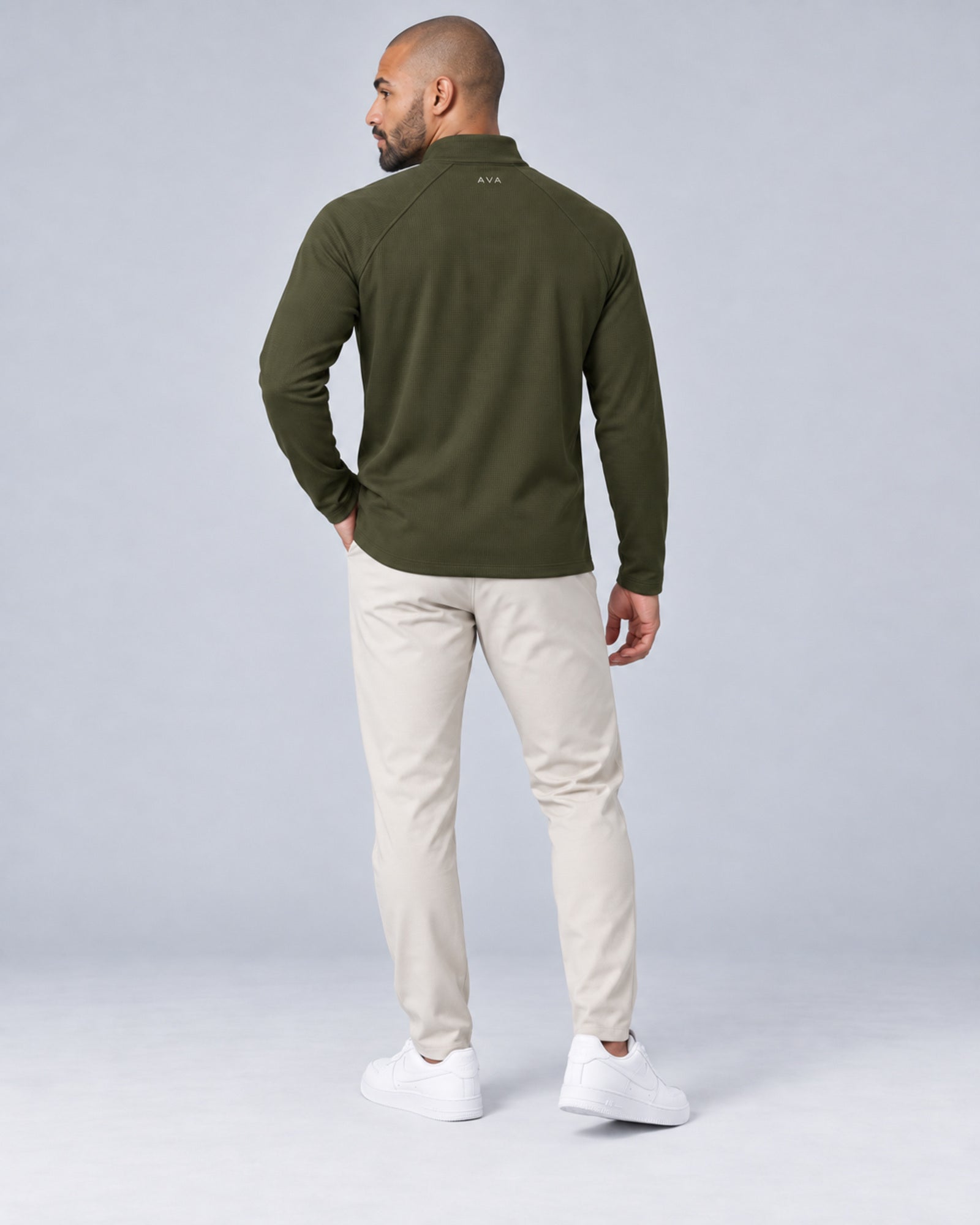 AVA Men’s Quarter-Zip Performance Top – Olive